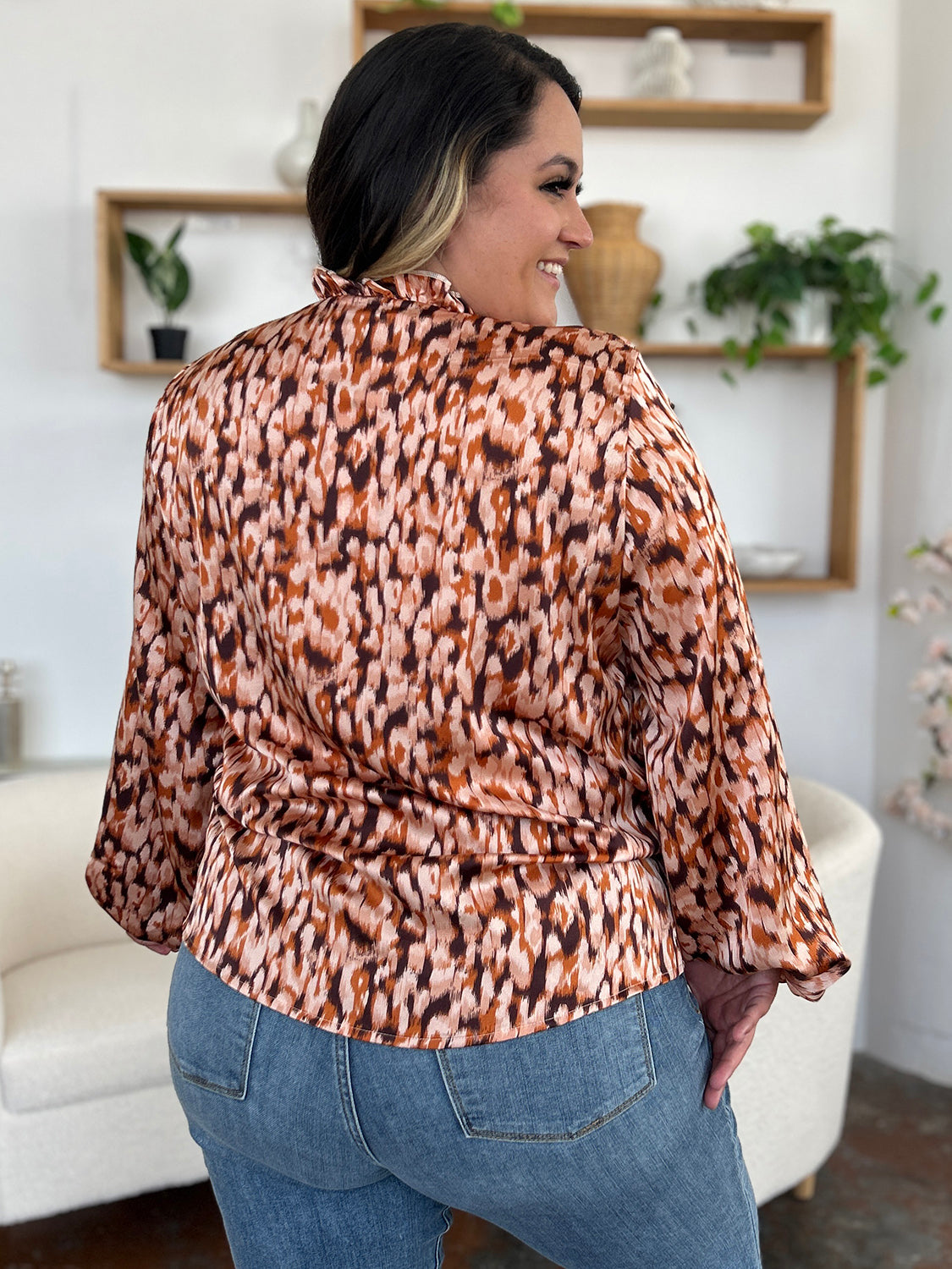 Ruffle Blouse with Balloon Sleeves