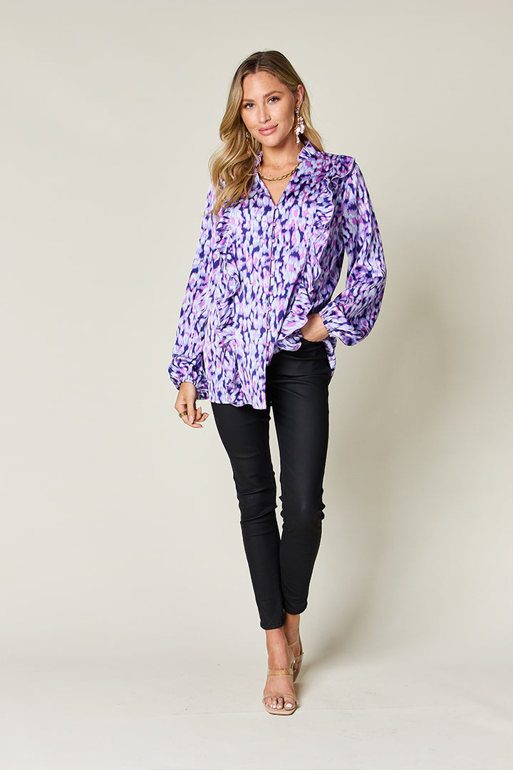 Ruffle Blouse with Balloon Sleeves