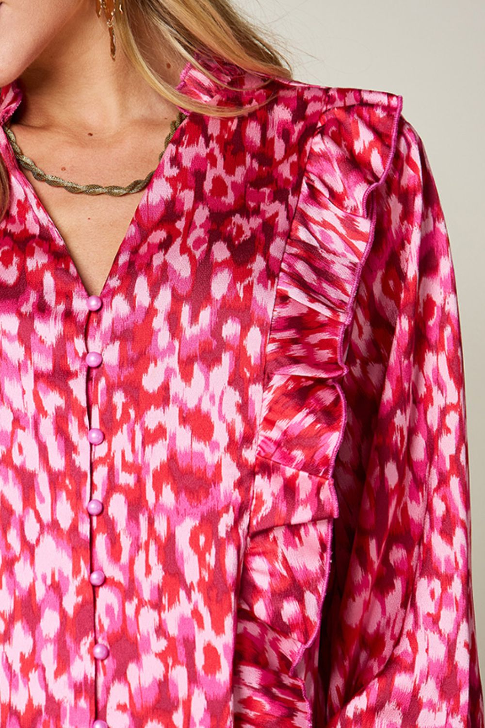 Ruffle Blouse with Balloon Sleeves