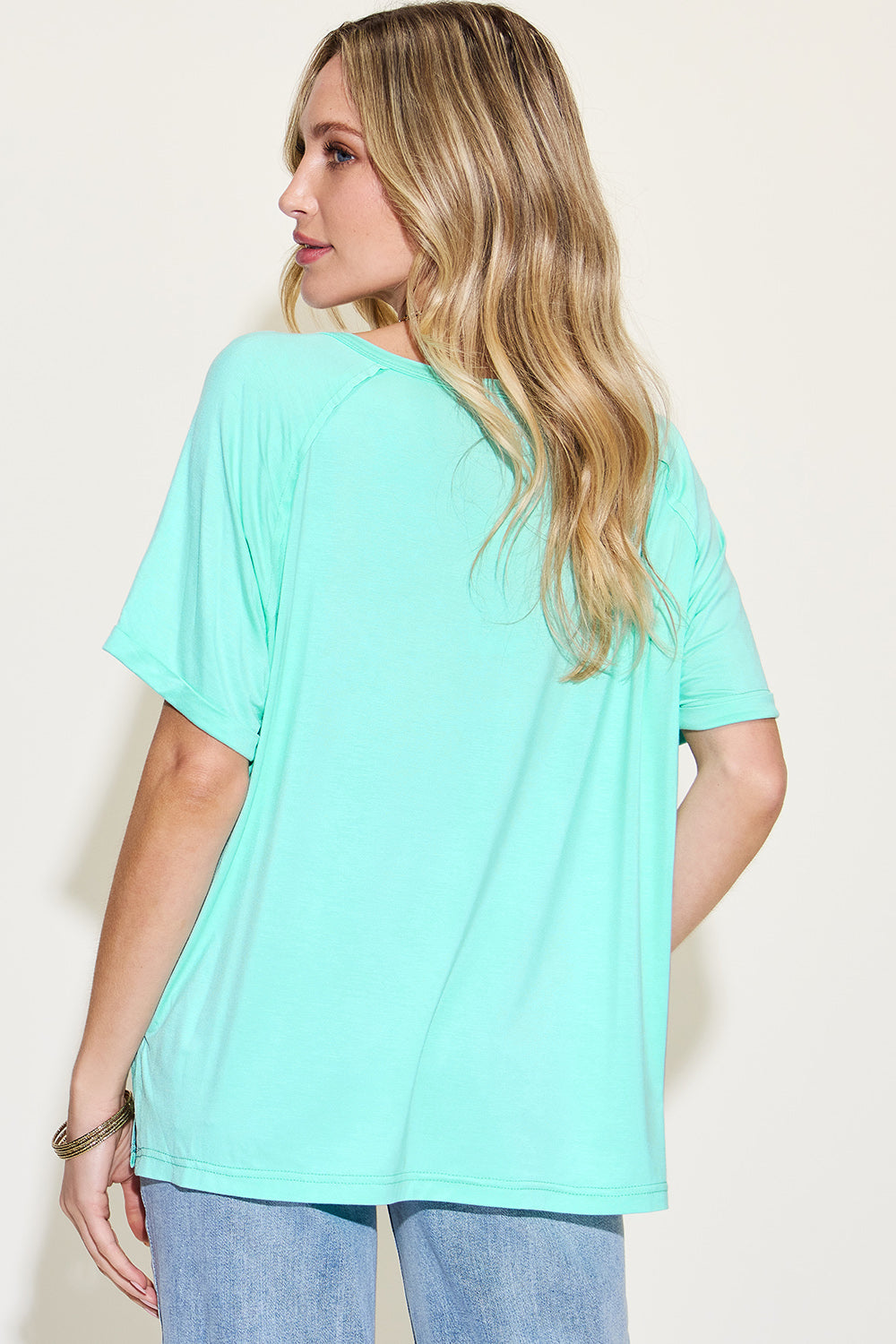 Bamboo T-Shirt with Slit and V-Neck