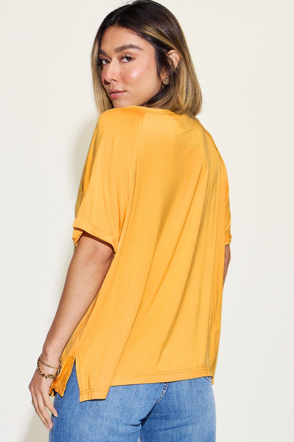 Bamboo T-Shirt with Slit and V-Neck