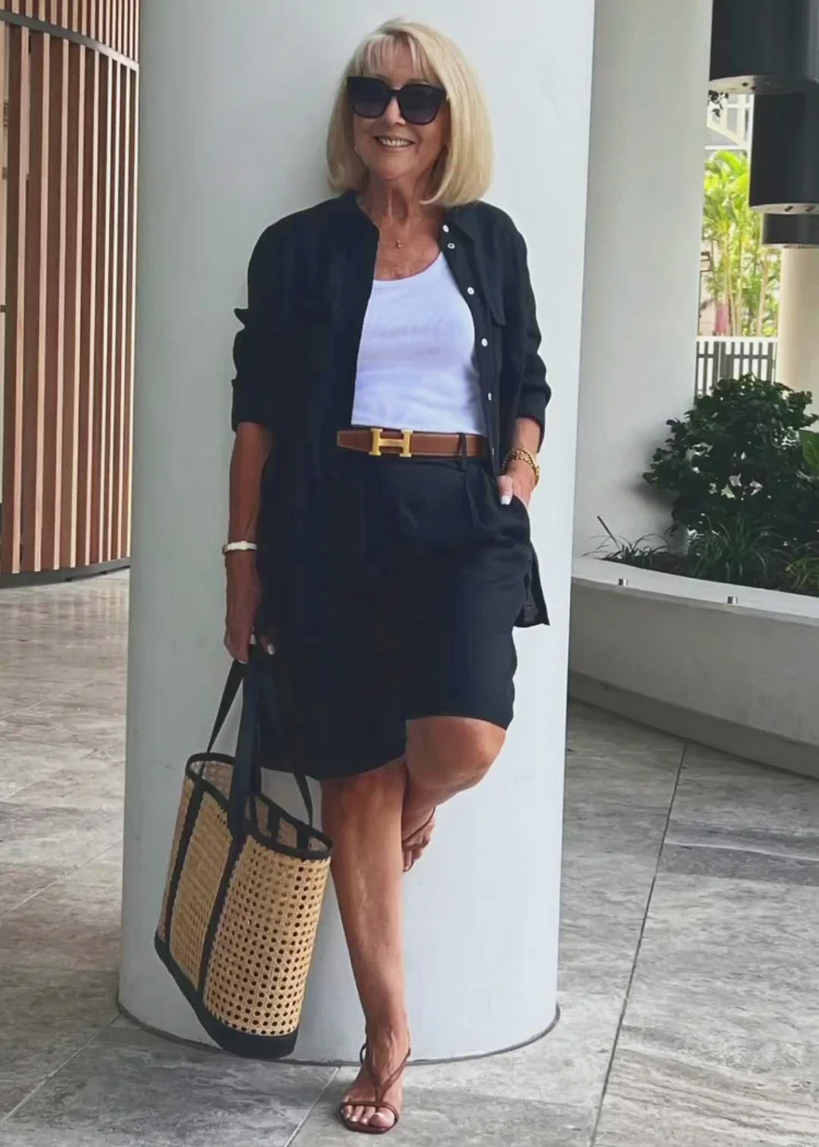 Cardigan Top & Shorts Two-Piece Set