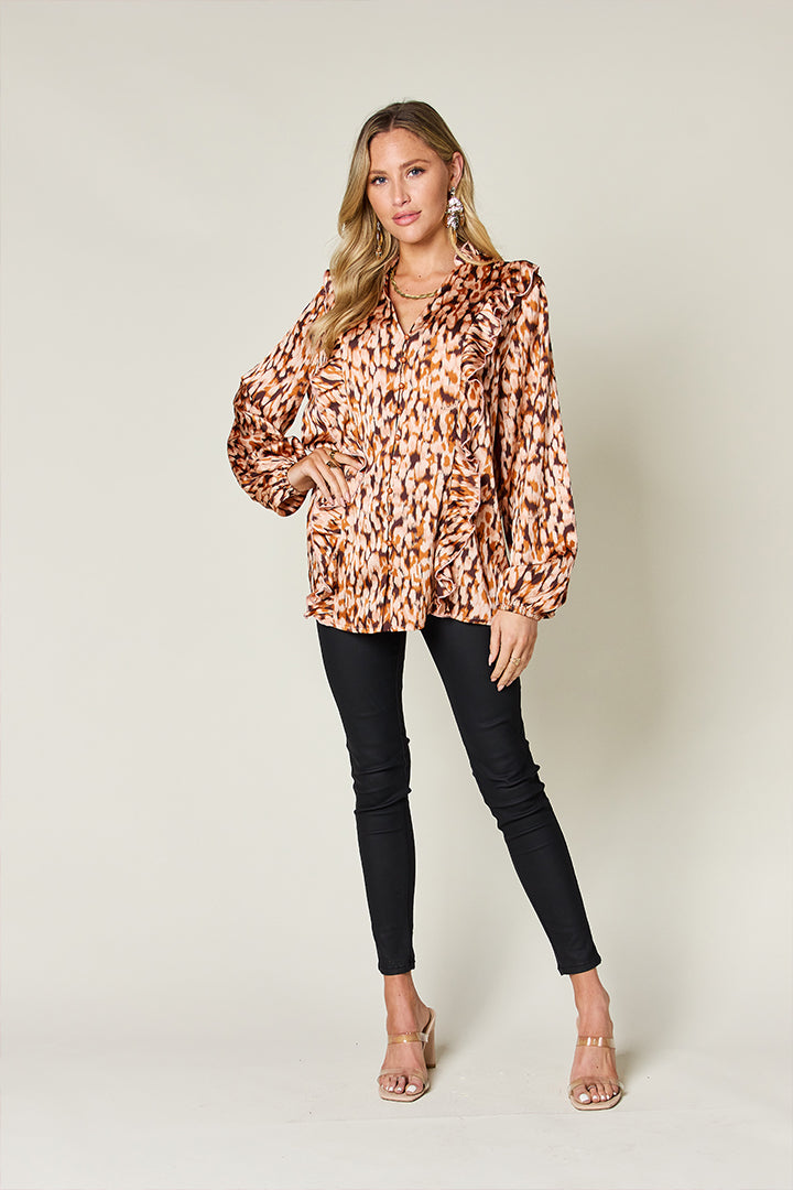 Ruffle Blouse with Balloon Sleeves