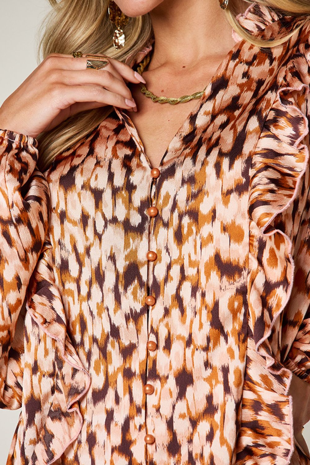 Ruffle Blouse with Balloon Sleeves