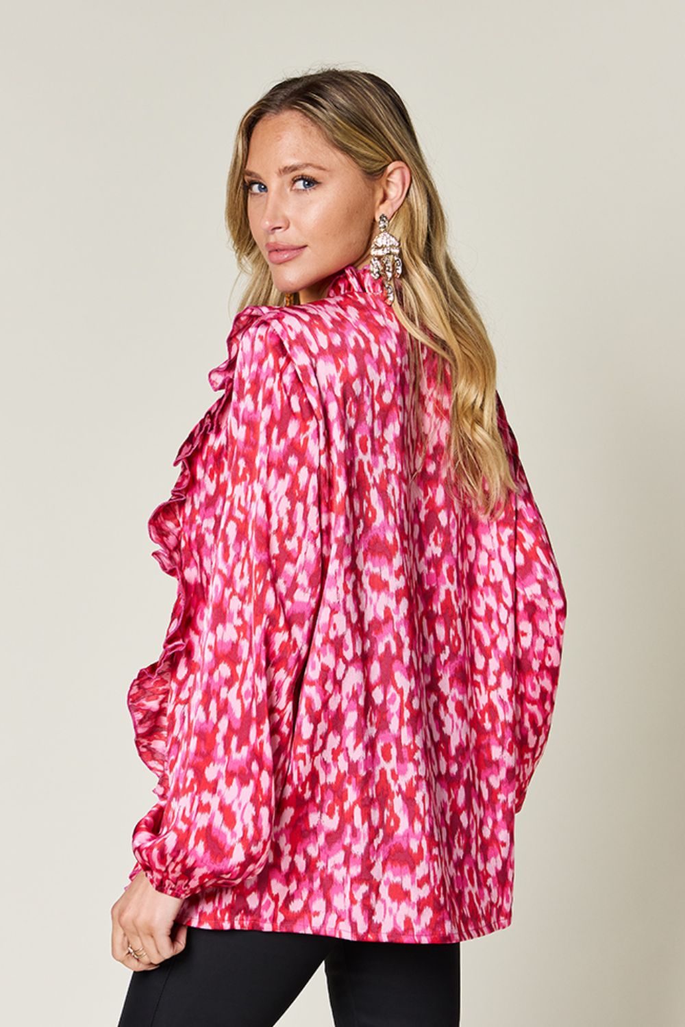 Ruffle Blouse with Balloon Sleeves